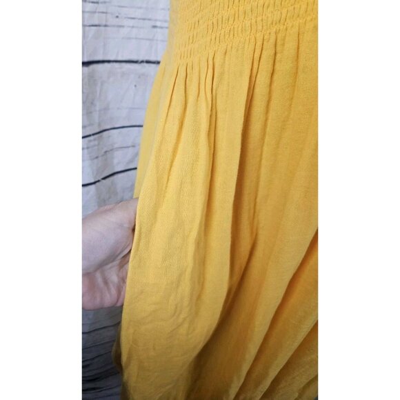 Old Navy Yellow Orange Gauze Dress XXL Petite Ruffled Maxi Flutter Slv Cotton - Picture 5 of 10